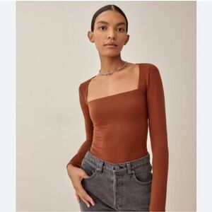 Reformation Brown Walter Knit Top Size M